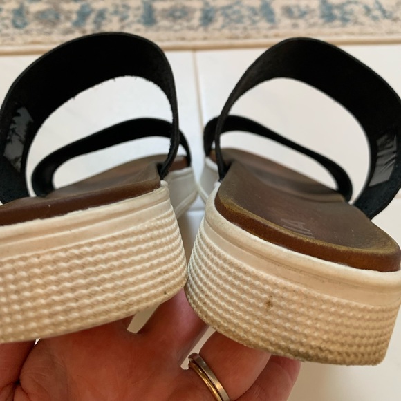 Mia Chunky Black Strap Sandals with White Soles - Picture 8 of 9